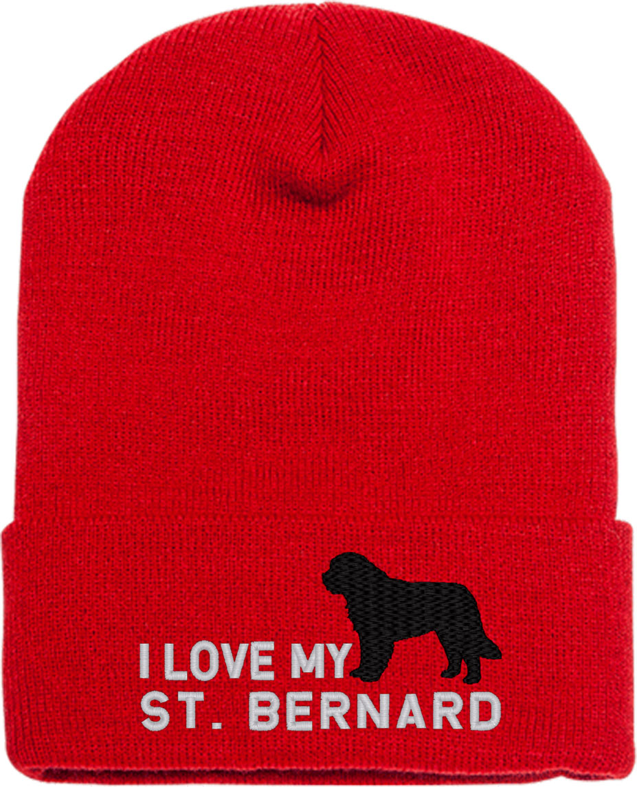 I Love My St Bernard Dog Knit Beanie