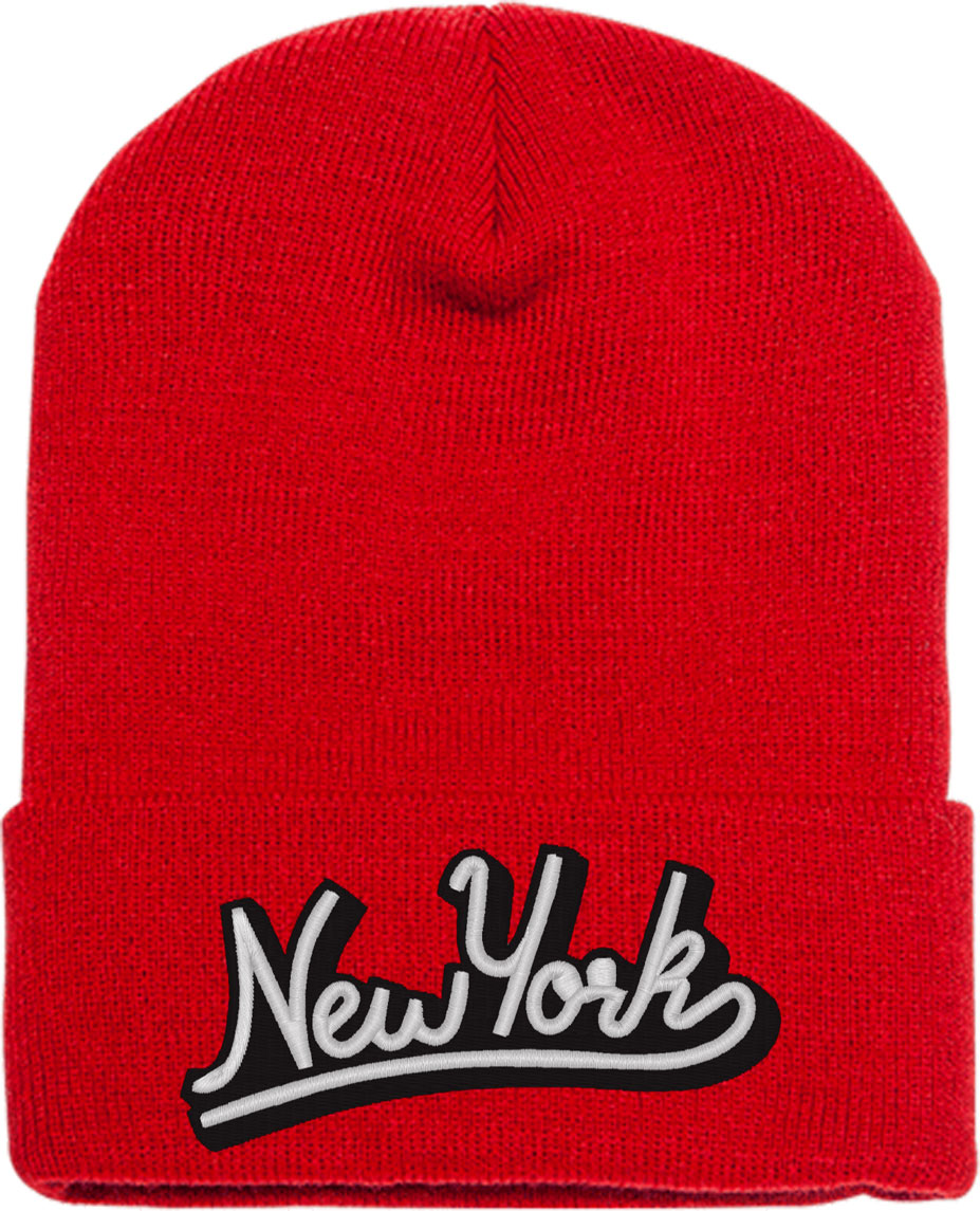 New York Typography Knit Beanie