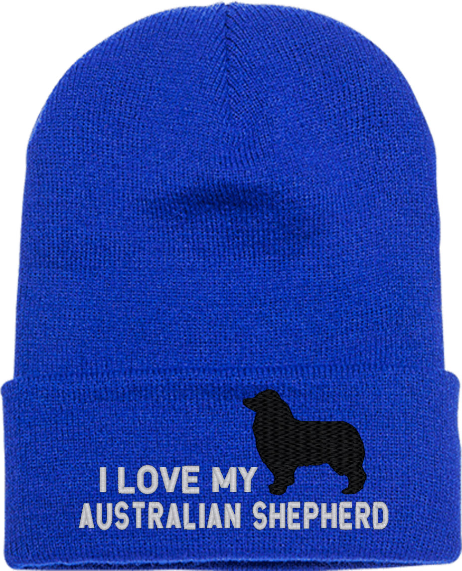 I Love My Australian Shepherd Dog Knit Beanie