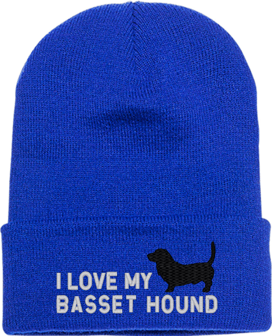 I Love My Basset Hound Dog Knit Beanie