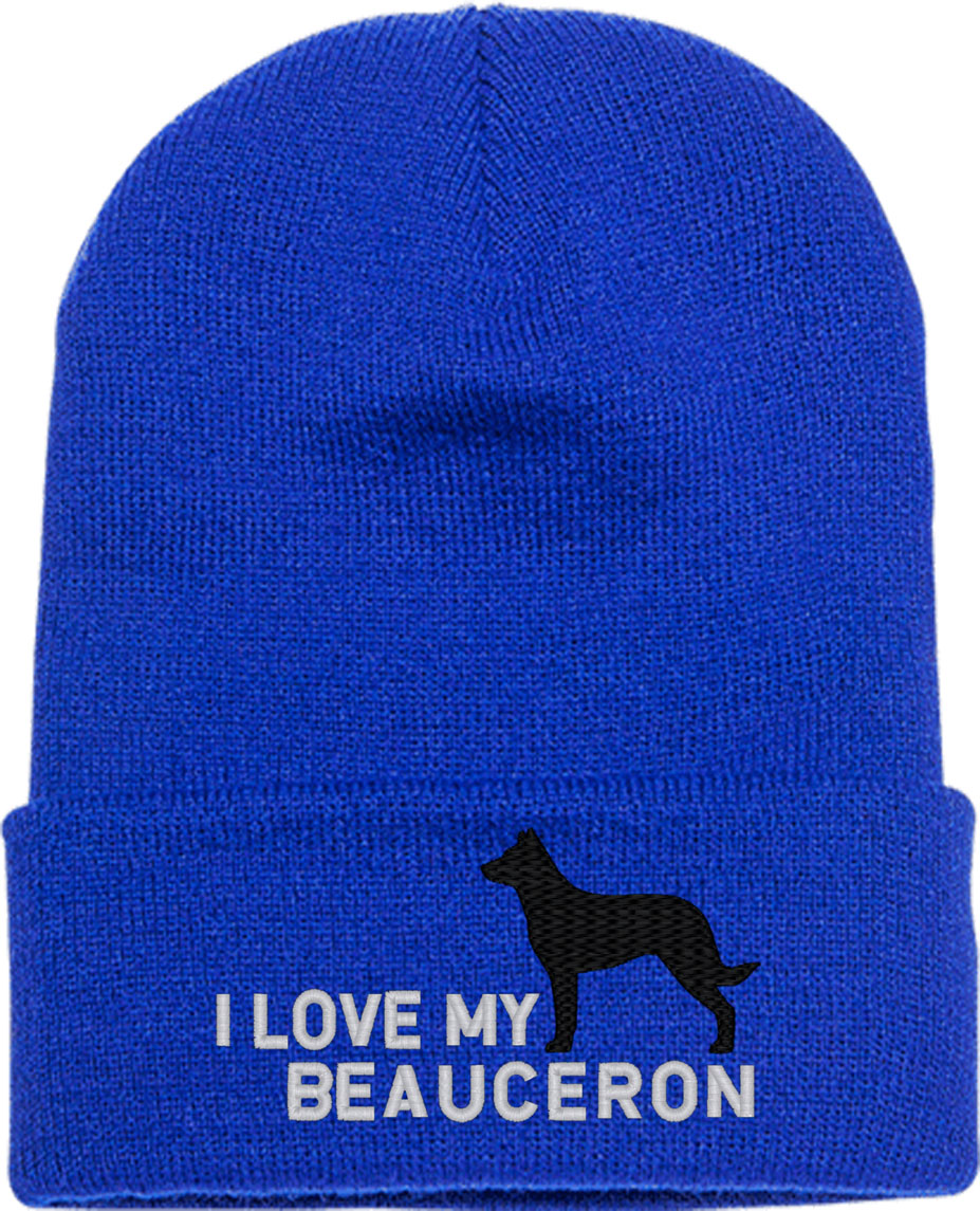 I Love My Beauceron Dog Knit Beanie