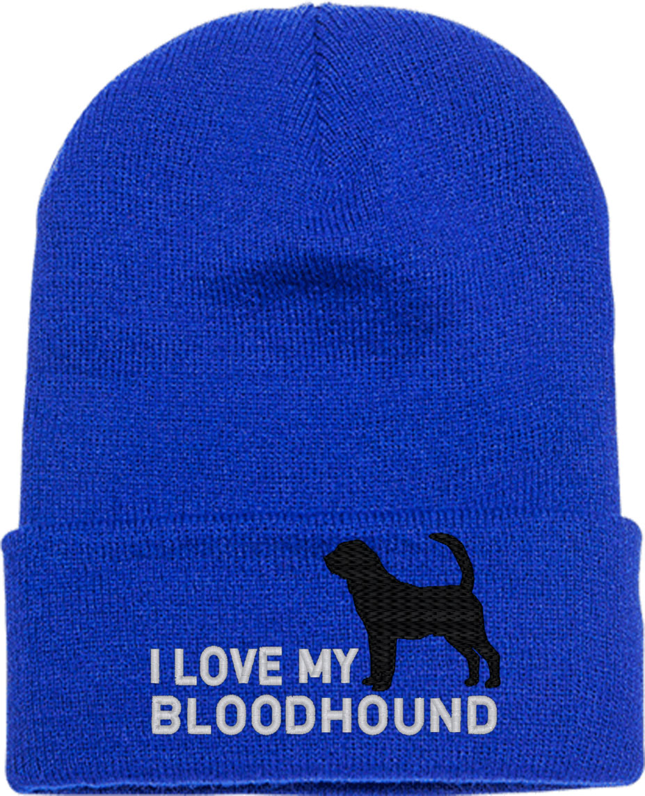 I Love My Bloodhound Dog Knit Beanie