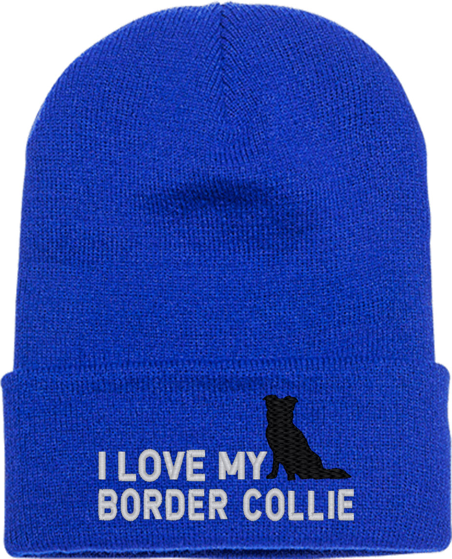 I Love My Border Collie Dog Knit Beanie