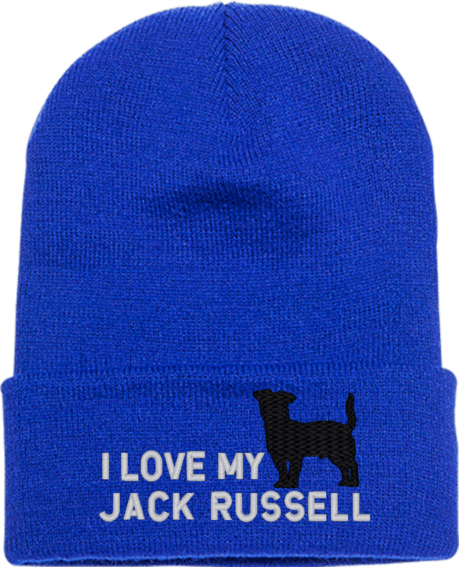 I Love My Jack Russell Dog Knit Beanie