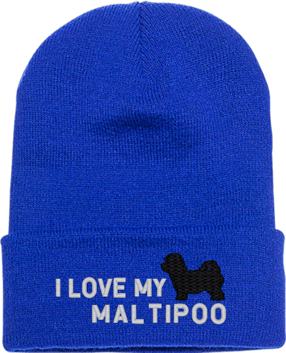 I Love My Maltipoo Dog Knit Beanie