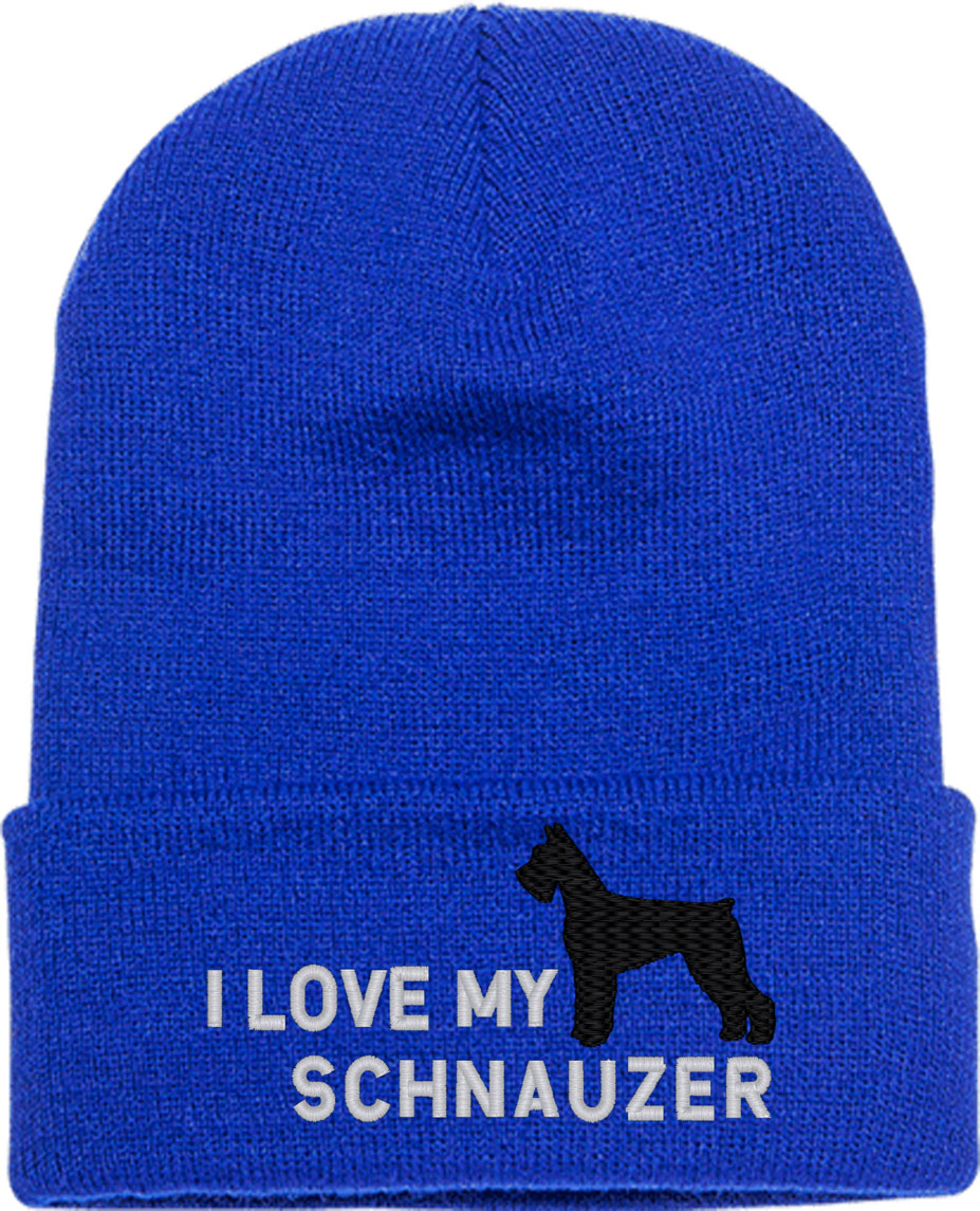 I Love My Schnauzer Dog Knit Beanie