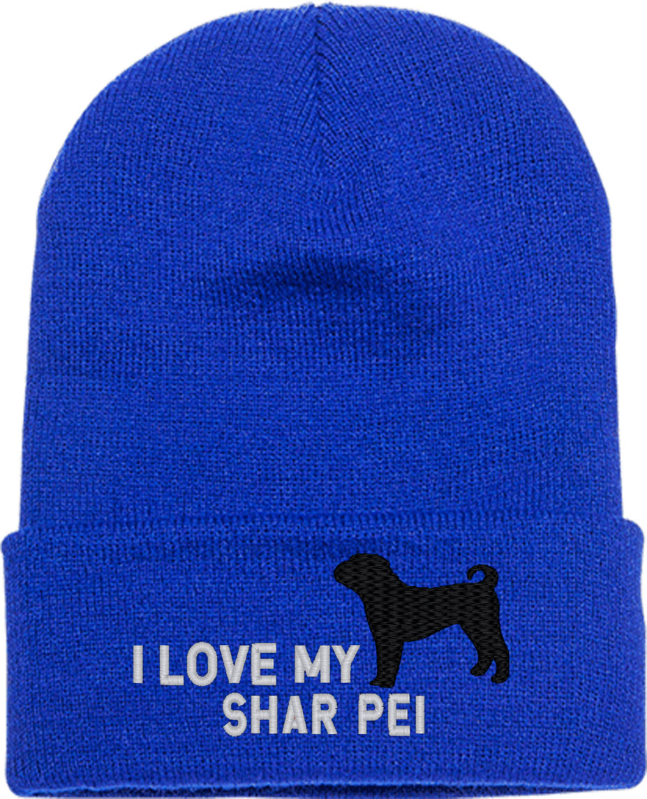 I Love My Shar Pei Dog Knit Beanie