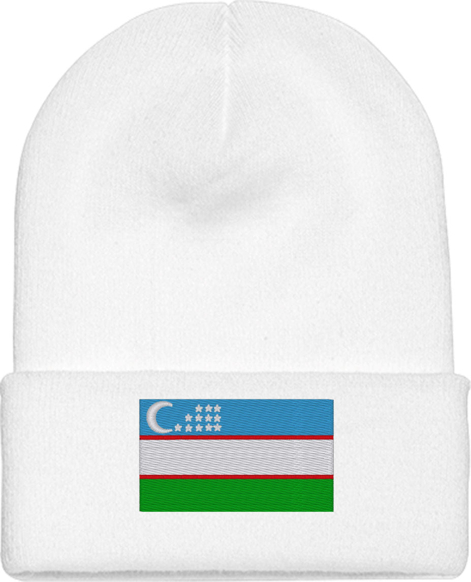 Uzbekistan Flag Knit Beanie