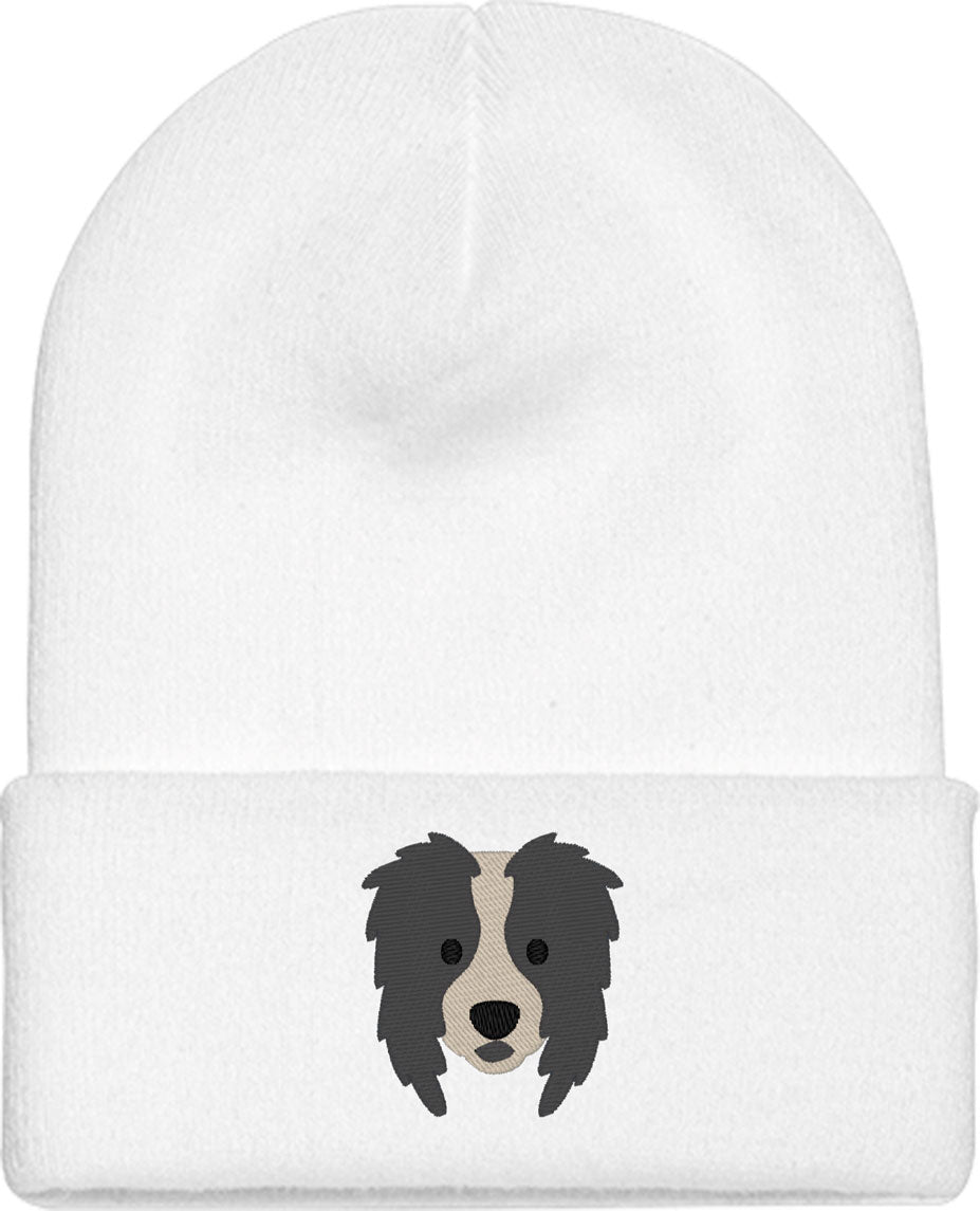 Border Collie Dog Face Knit Beanie
