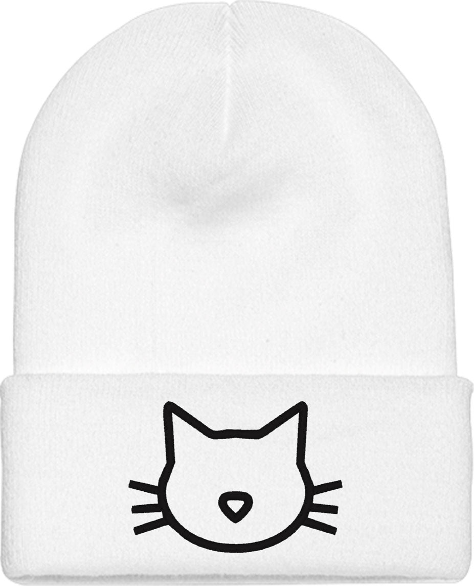 Cat Face Silhouette Knit Beanie