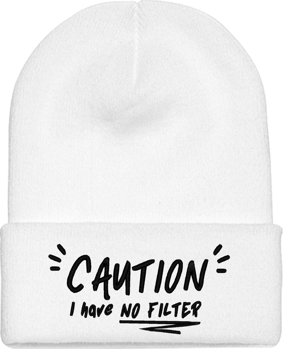 Caution I Have No Filter Knit Beanie