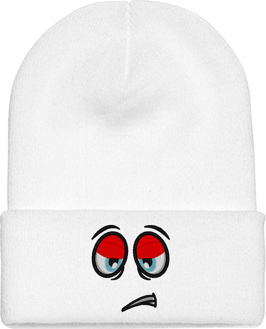 Emoji Bored Face Knit Beanie