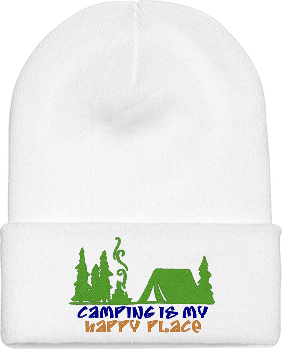 Camping Is My Happy Place Knit Beanie