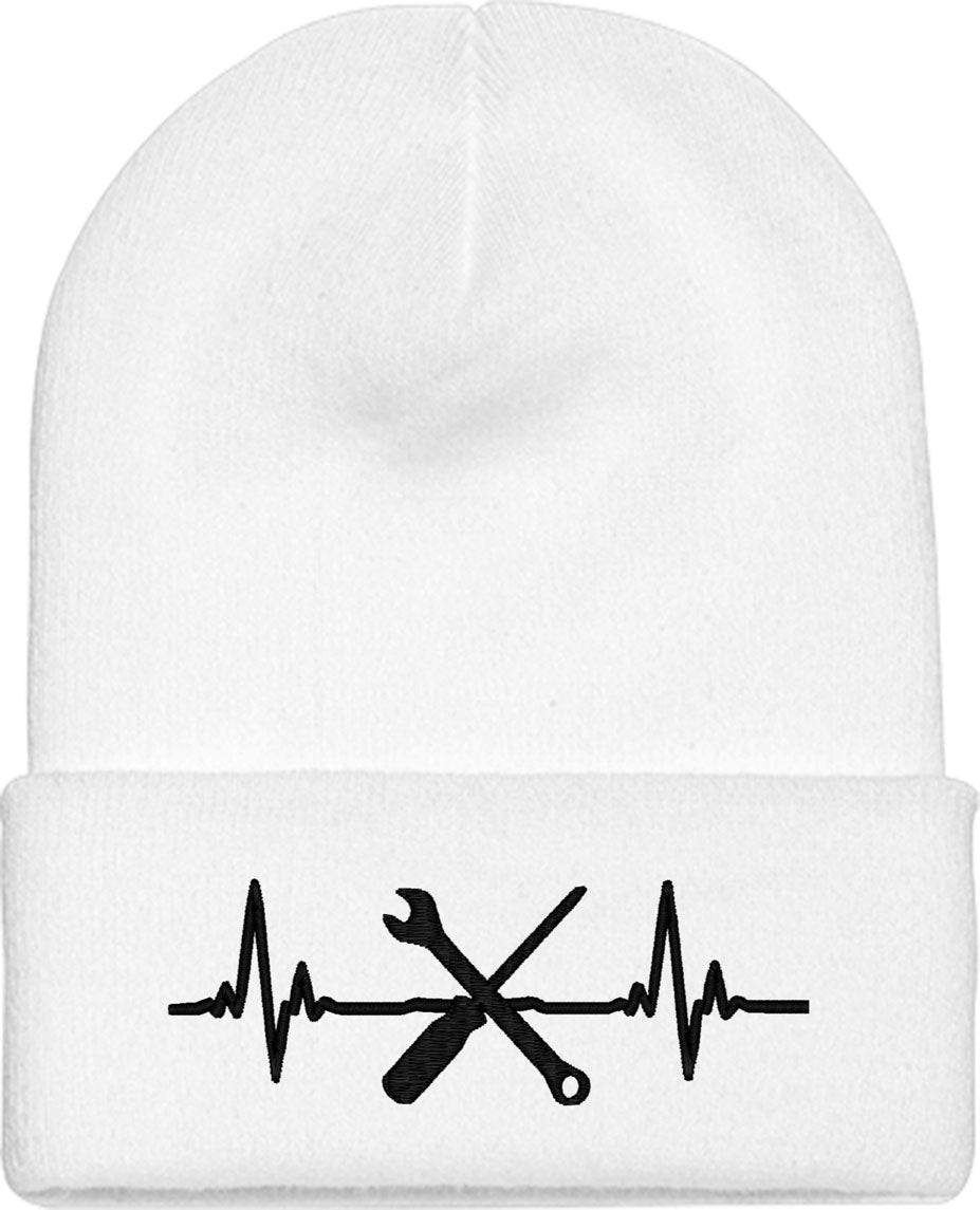 Mechanic Heartbeat Lifeline Knit Beanie