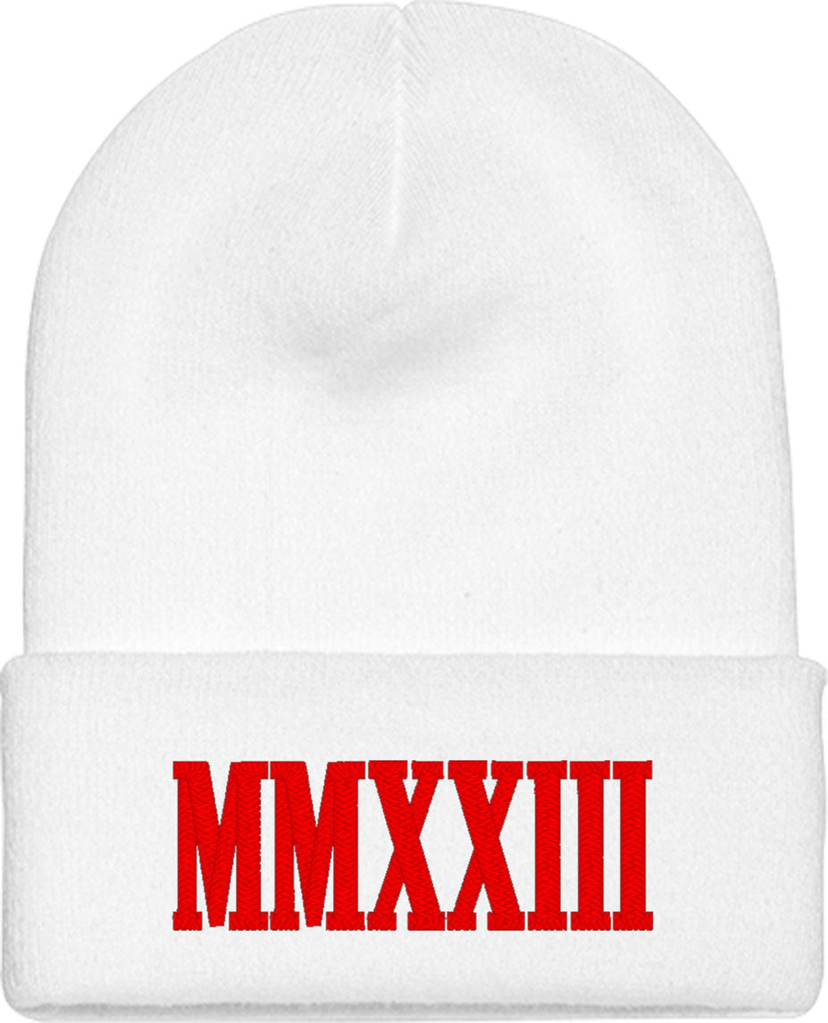 Roman Numeral MMXXIII 2023 Knit Beanie