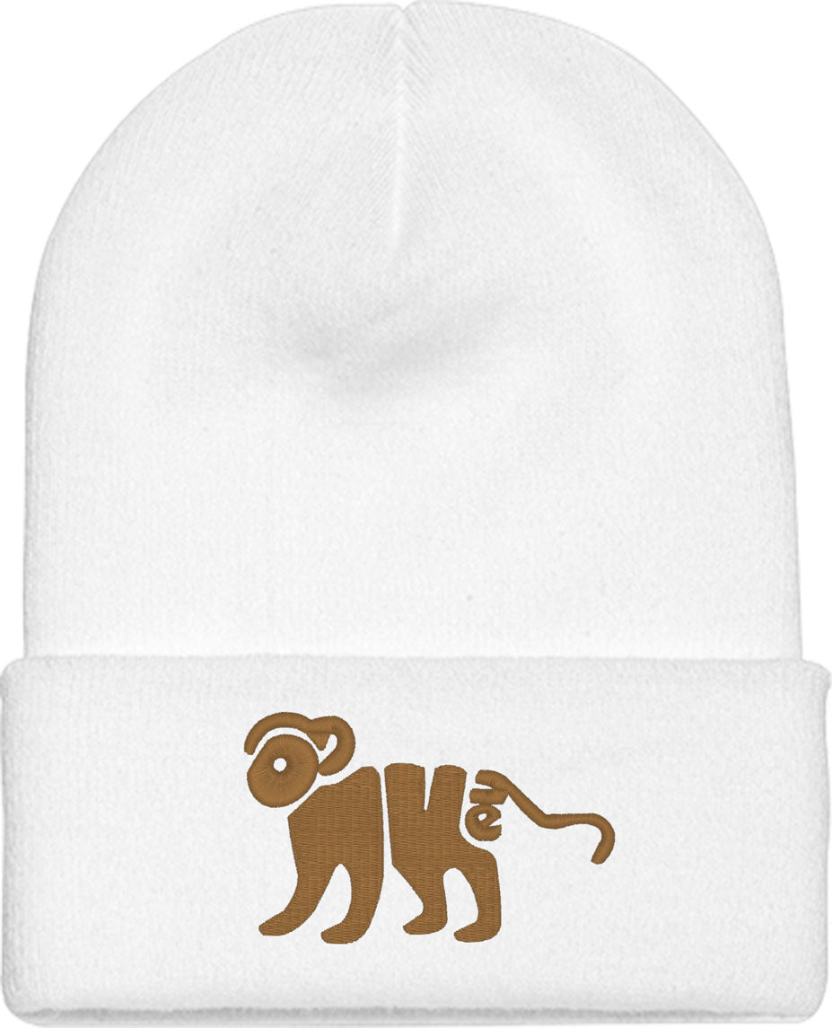 Monkey Typography Knit Beanie