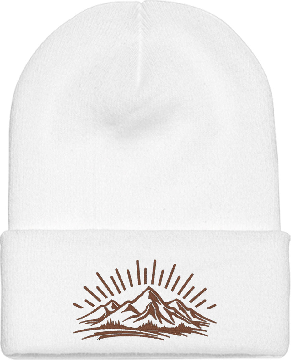 Mountain Outline Silhouette Knit Beanie