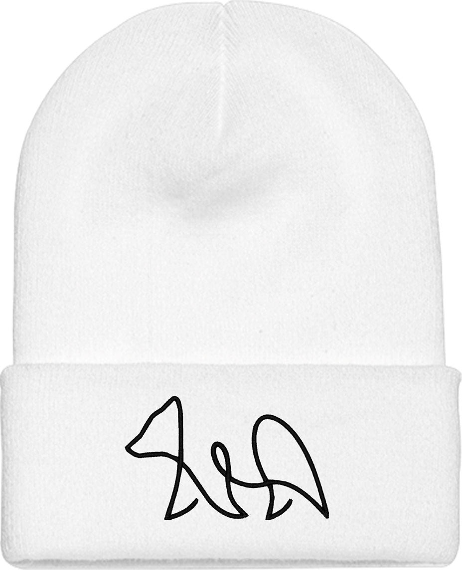 One Line Bear Drawing Knit Beanie