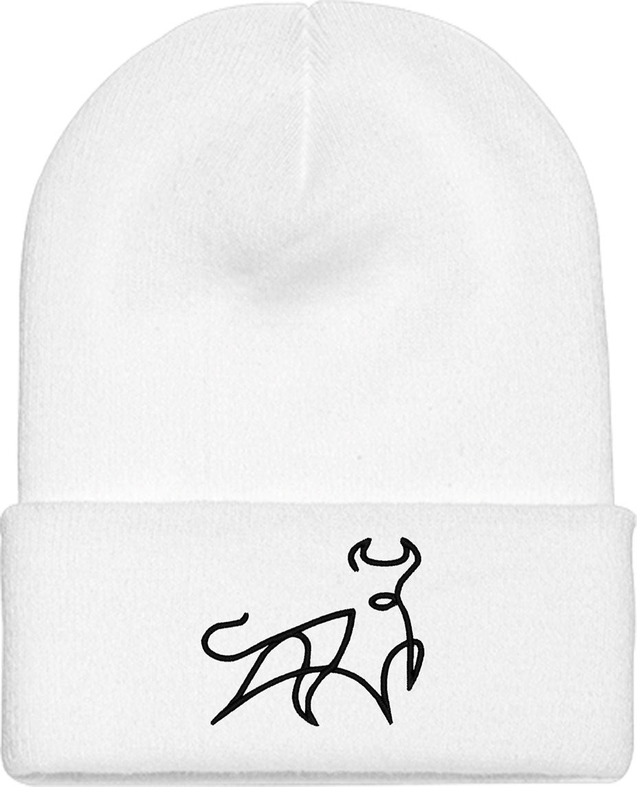 One Line Bull Drawing Knit Beanie