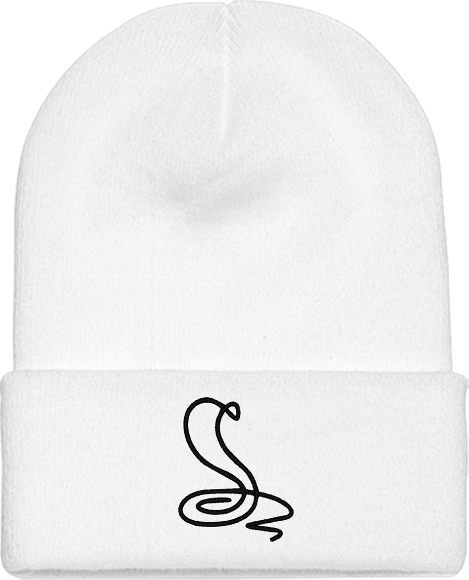 One Line Cobra Drawing Knit Beanie