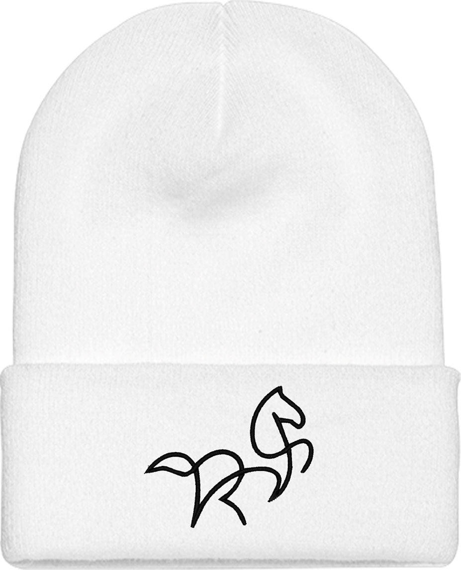 One Line Horse Drawing Knit Beanie