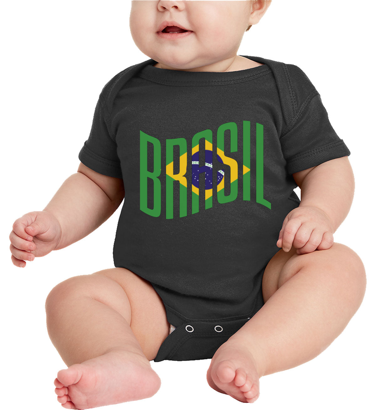 Brasil Typography With Brazil Flag Baby Onesie