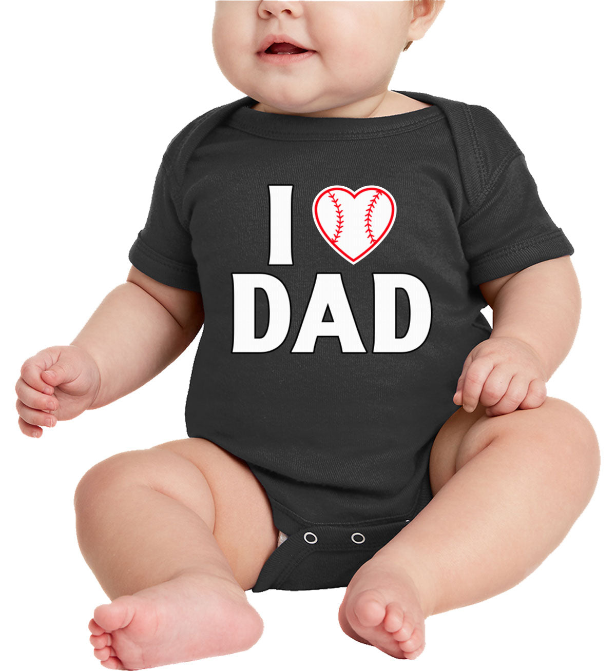 I Love Dad Baseball Heart Baby Onesie