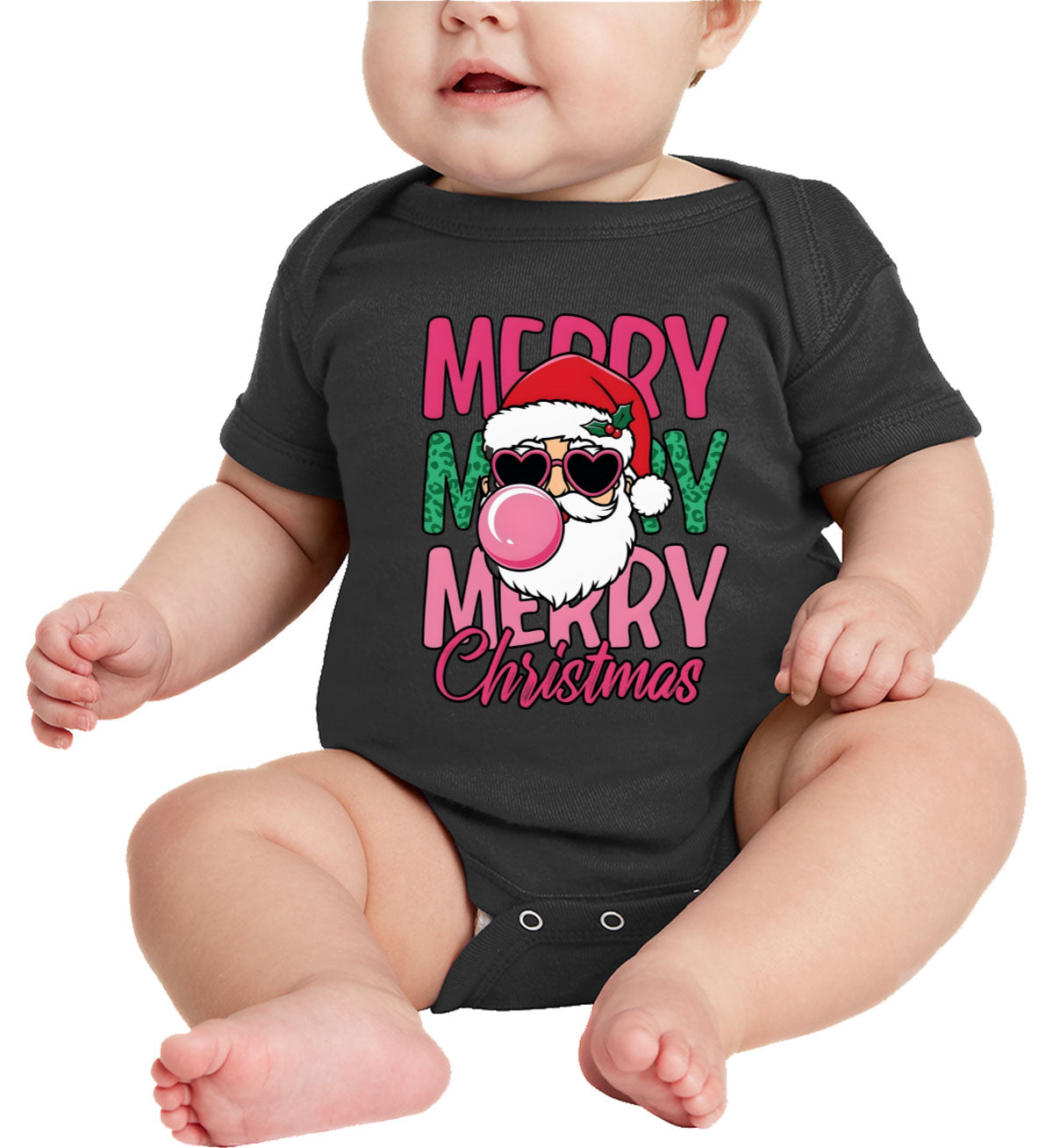 Santa Bubble Gum Merry Christmas Baby Onesie