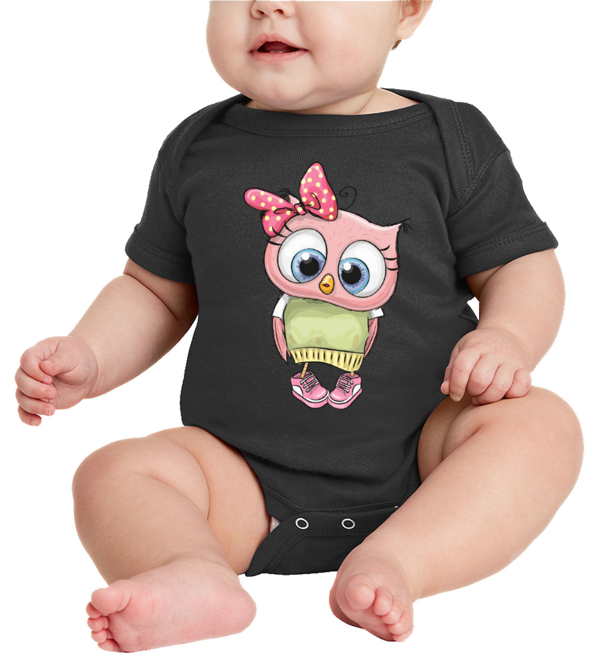 Cute Owl Cartoon Baby Onesie