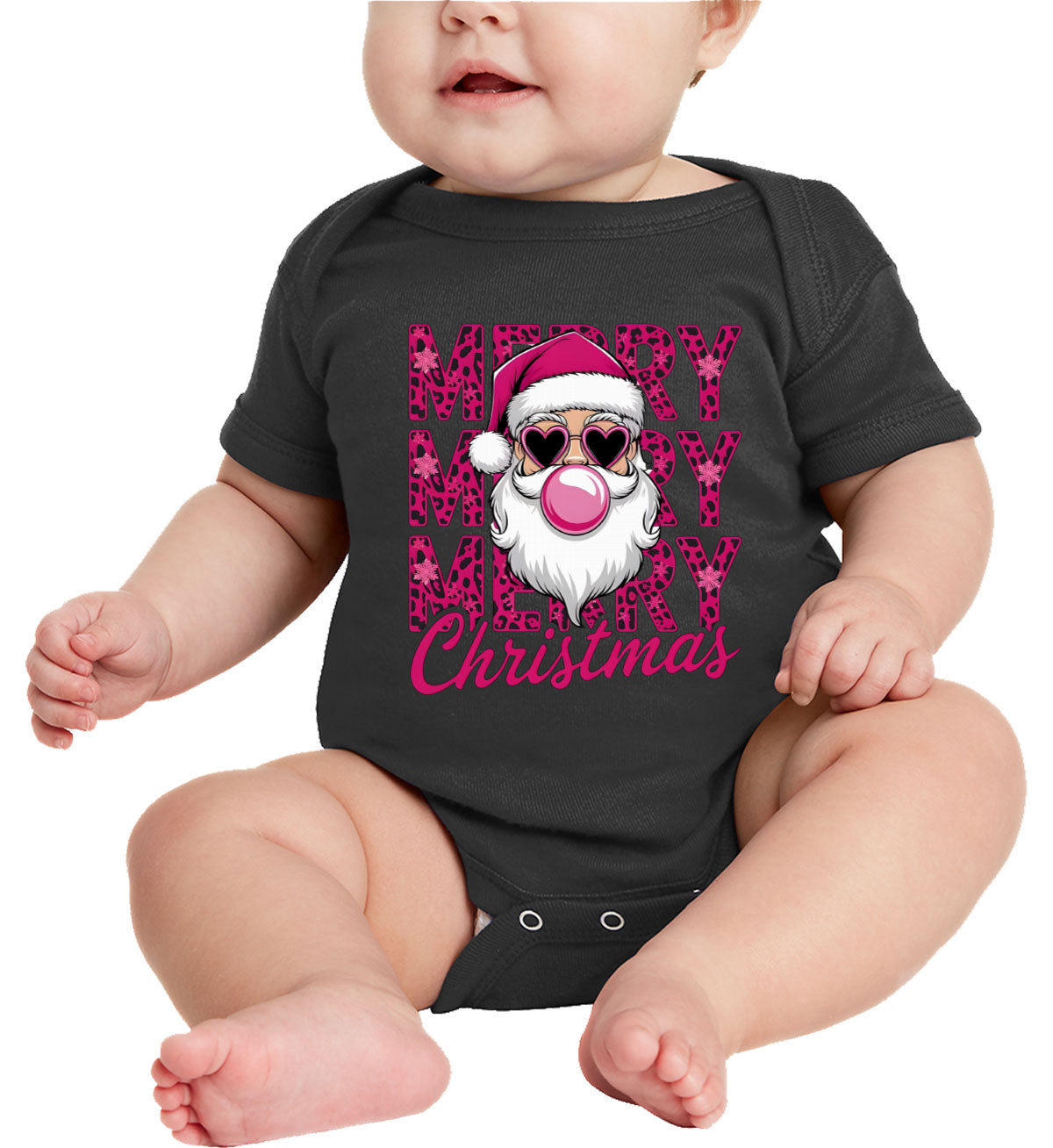 Santa Bubble Gum Merry Christmas Baby Onesie