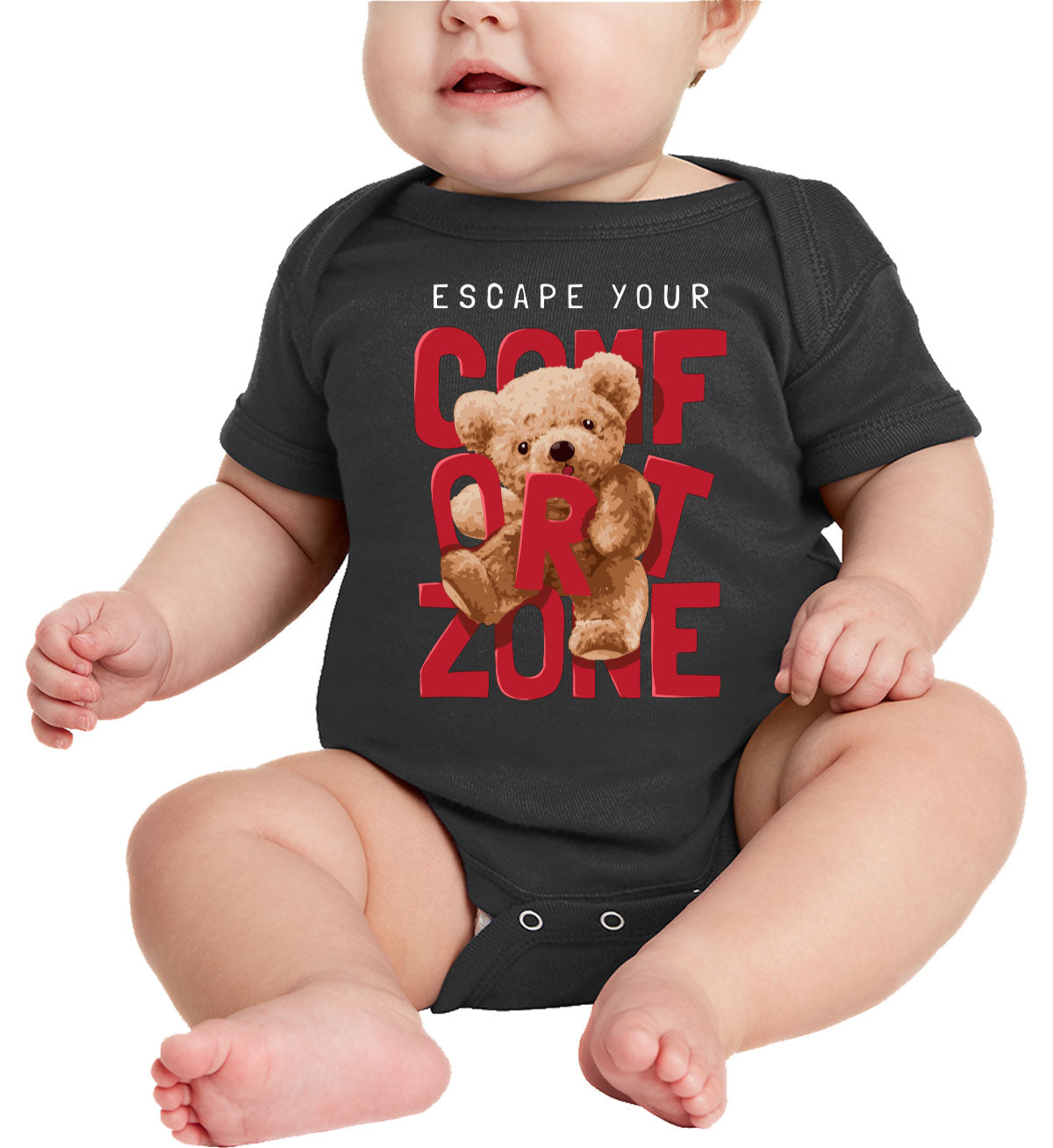 Teddy Bear Escape Your Comfort Zone Baby Onesie