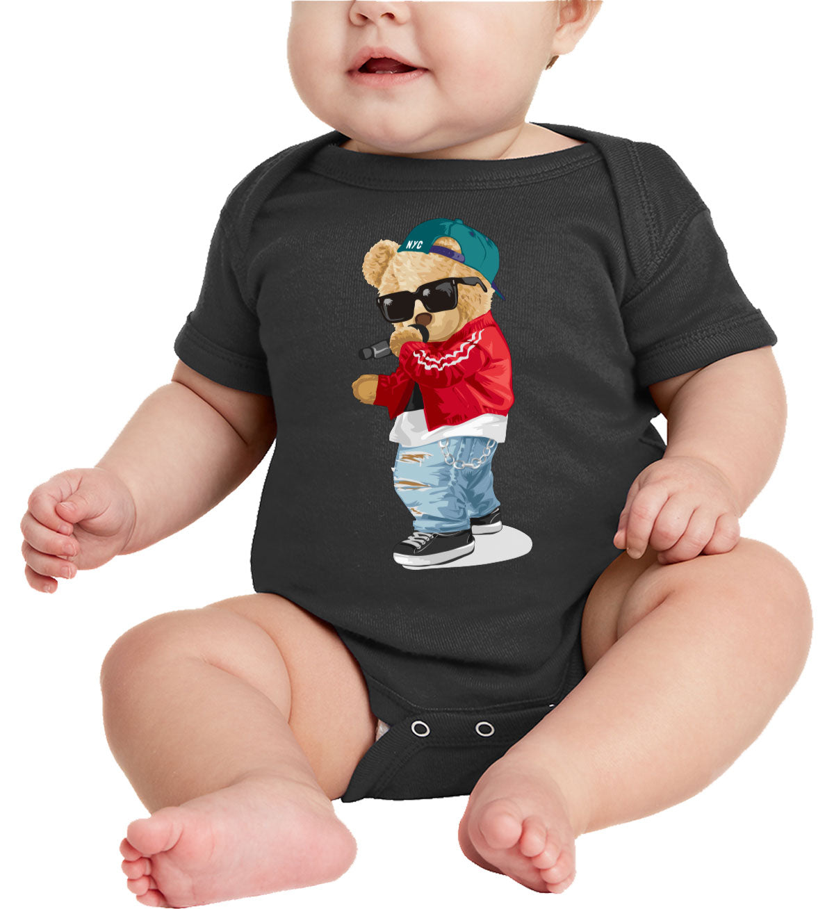 Teddy Bear Rapper Baby Onesie