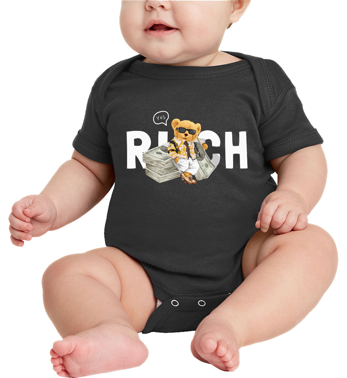 Teddy Bear Rich Baby Onesie