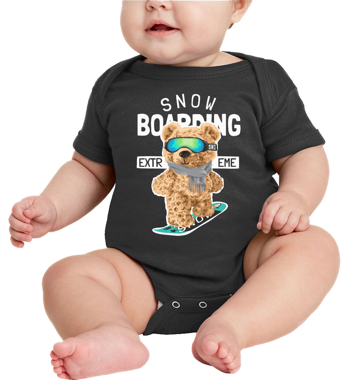 Teddy Bear Extreme Snowboarding Baby Onesie