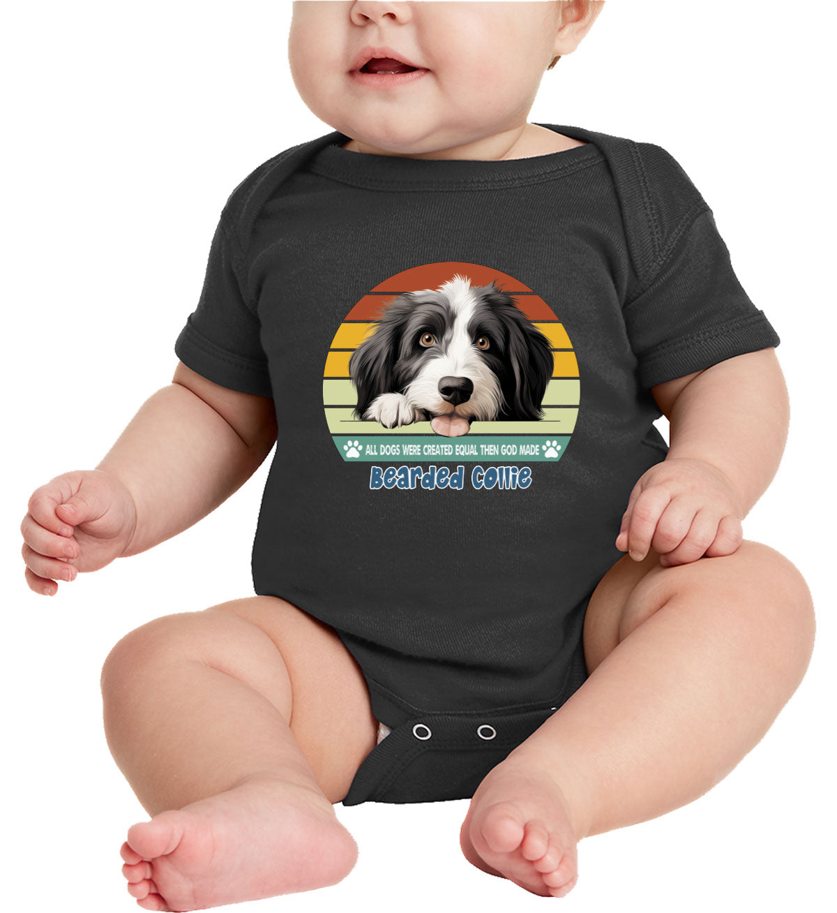 All Dogs Were Created Equal Bearded Collie Baby Onesie