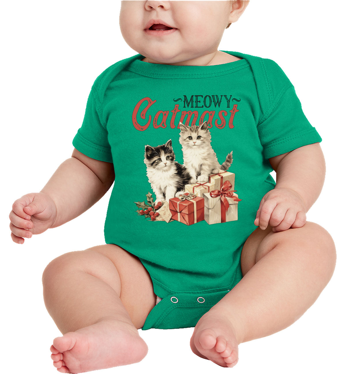 Meowy Catmast Christmas Baby Onesie