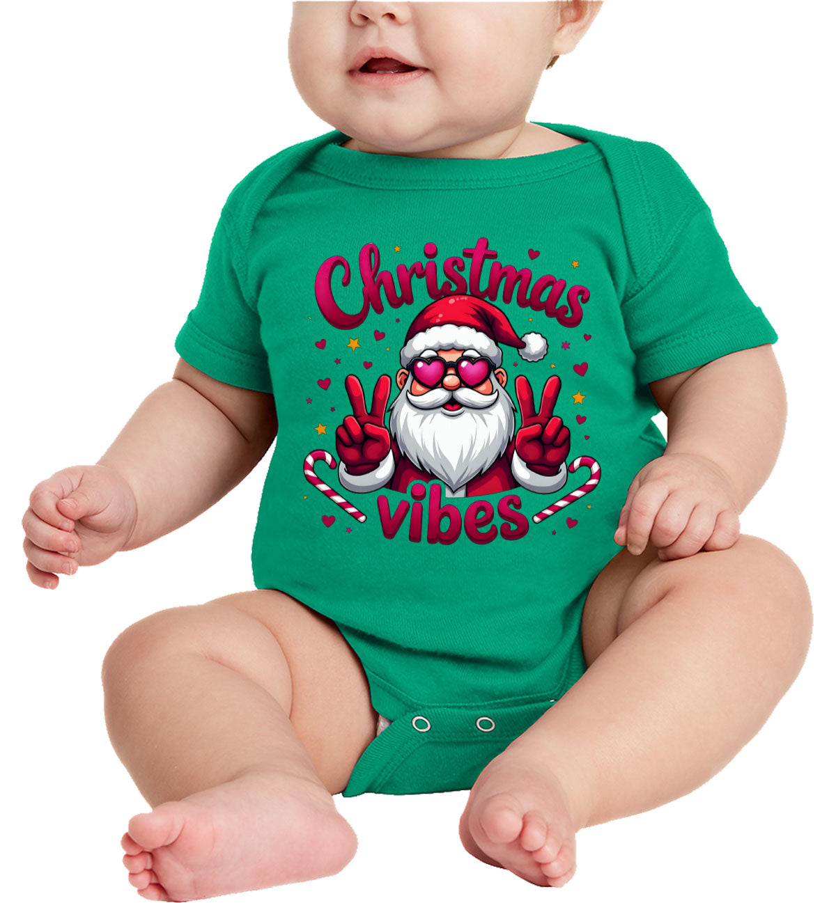 Santa Christmas Vibes Baby Onesie