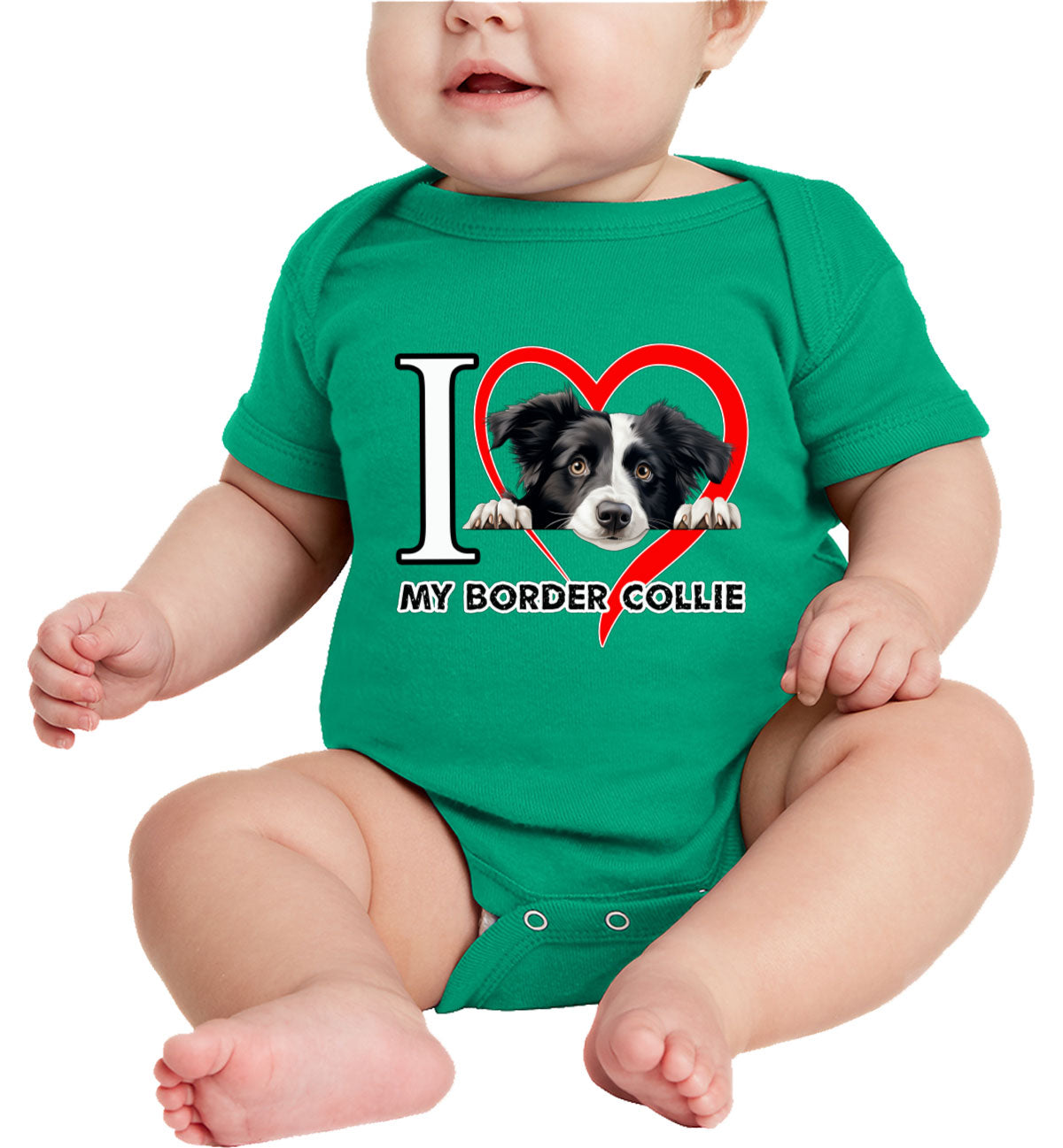 I Love My Border Collie Dog Baby Onesie