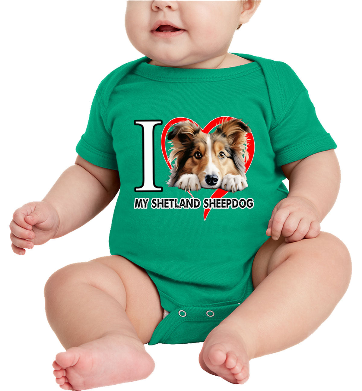 I Love My Shetland Sheepdog Dog Baby Onesie