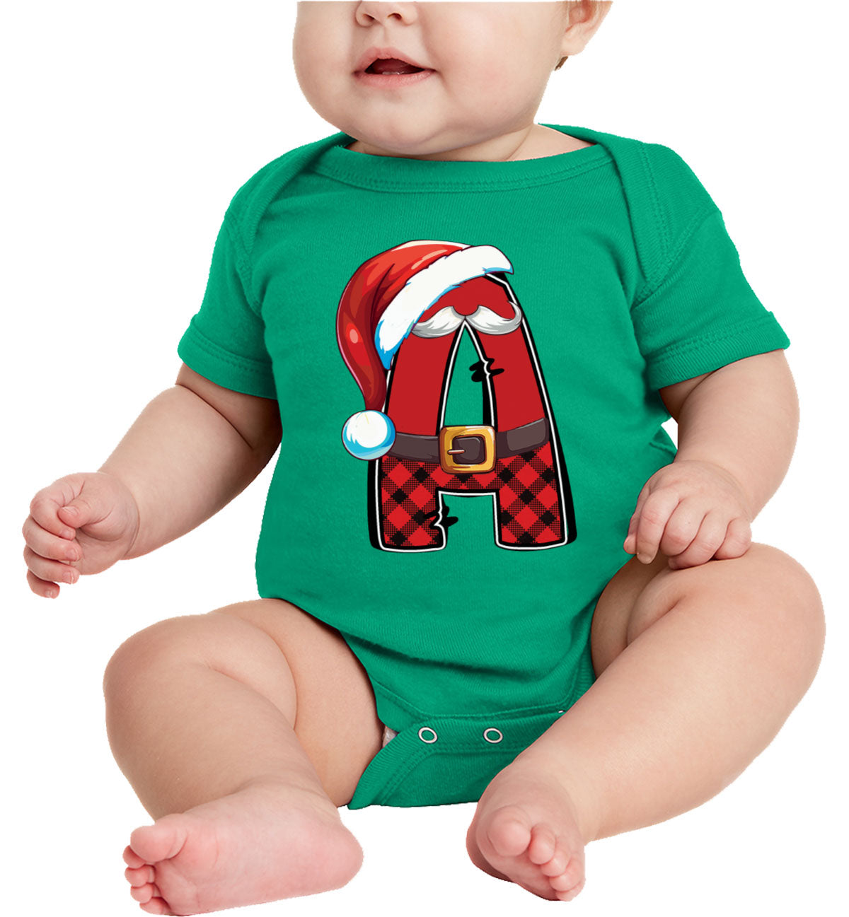 Christmas Santa Alphabet Letters [Custom Initial] Baby Onesie