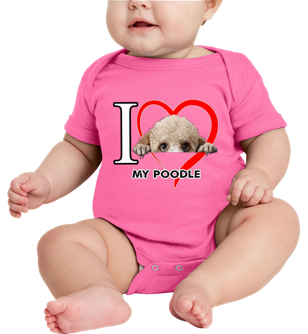 I Love My Poodle Dog Baby Onesie