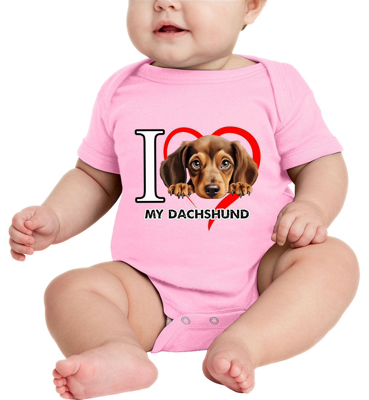 I Love My Dachshund Dog Baby Onesie