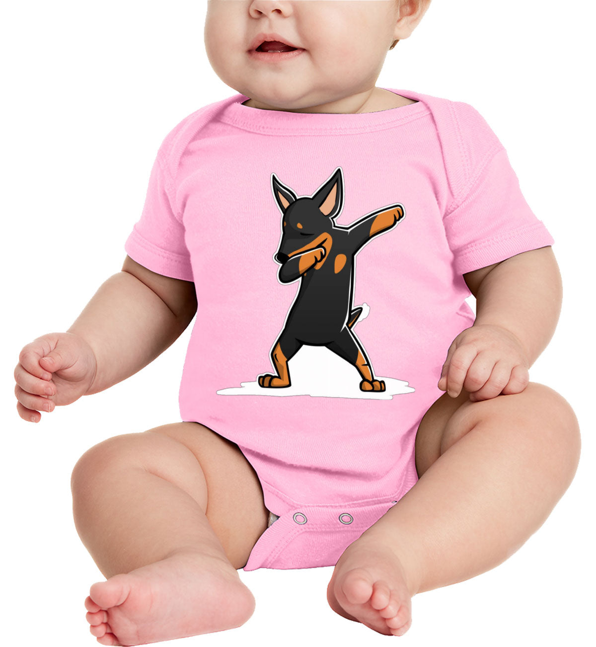 Dabbing Miniature Pinscher Dog Baby Onesie