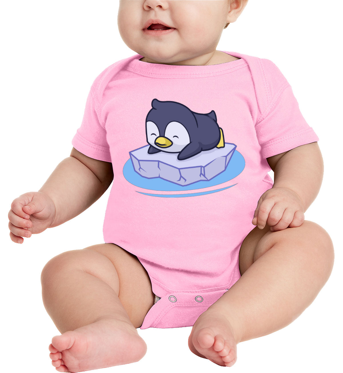 Penguin On Ice Block Baby Onesie