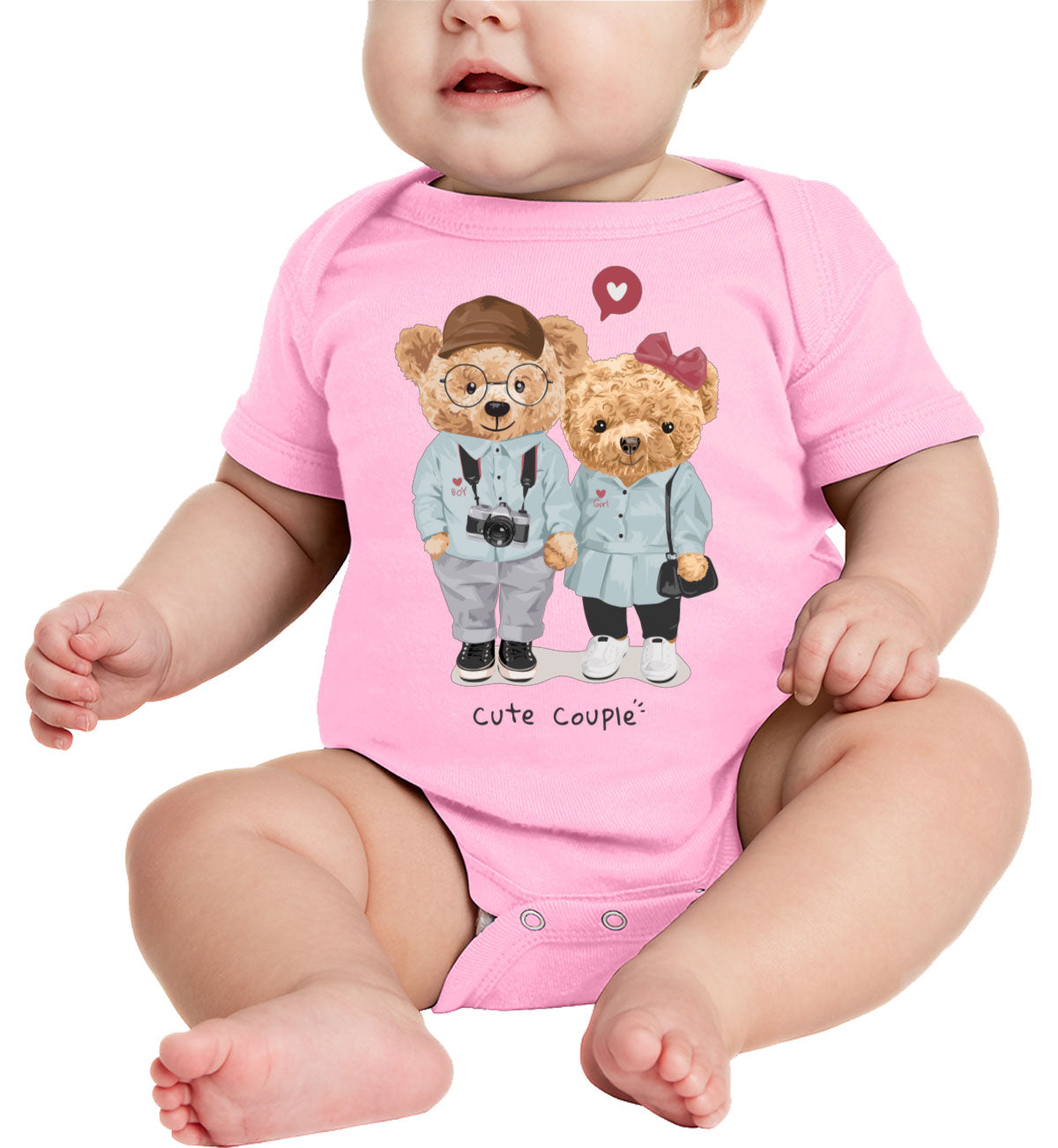 Teddy Bear Cute Couple Baby Onesie