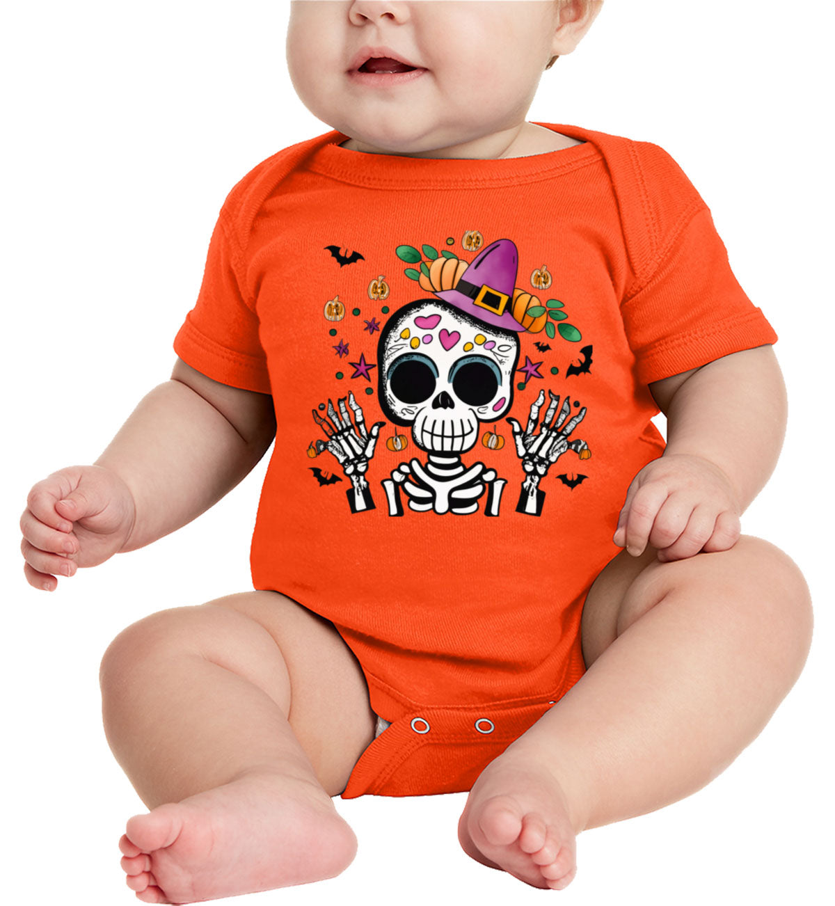 Cute Skeleton Halloween Baby Onesie