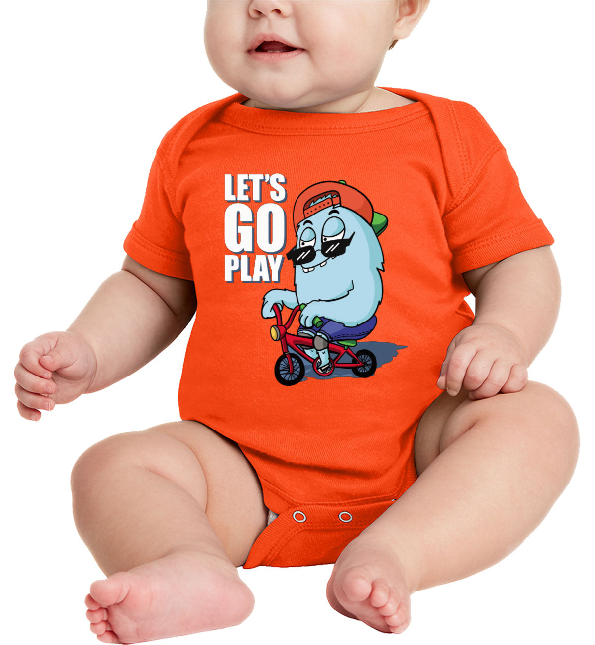 Let's Go Play Biker Monster Baby Onesie