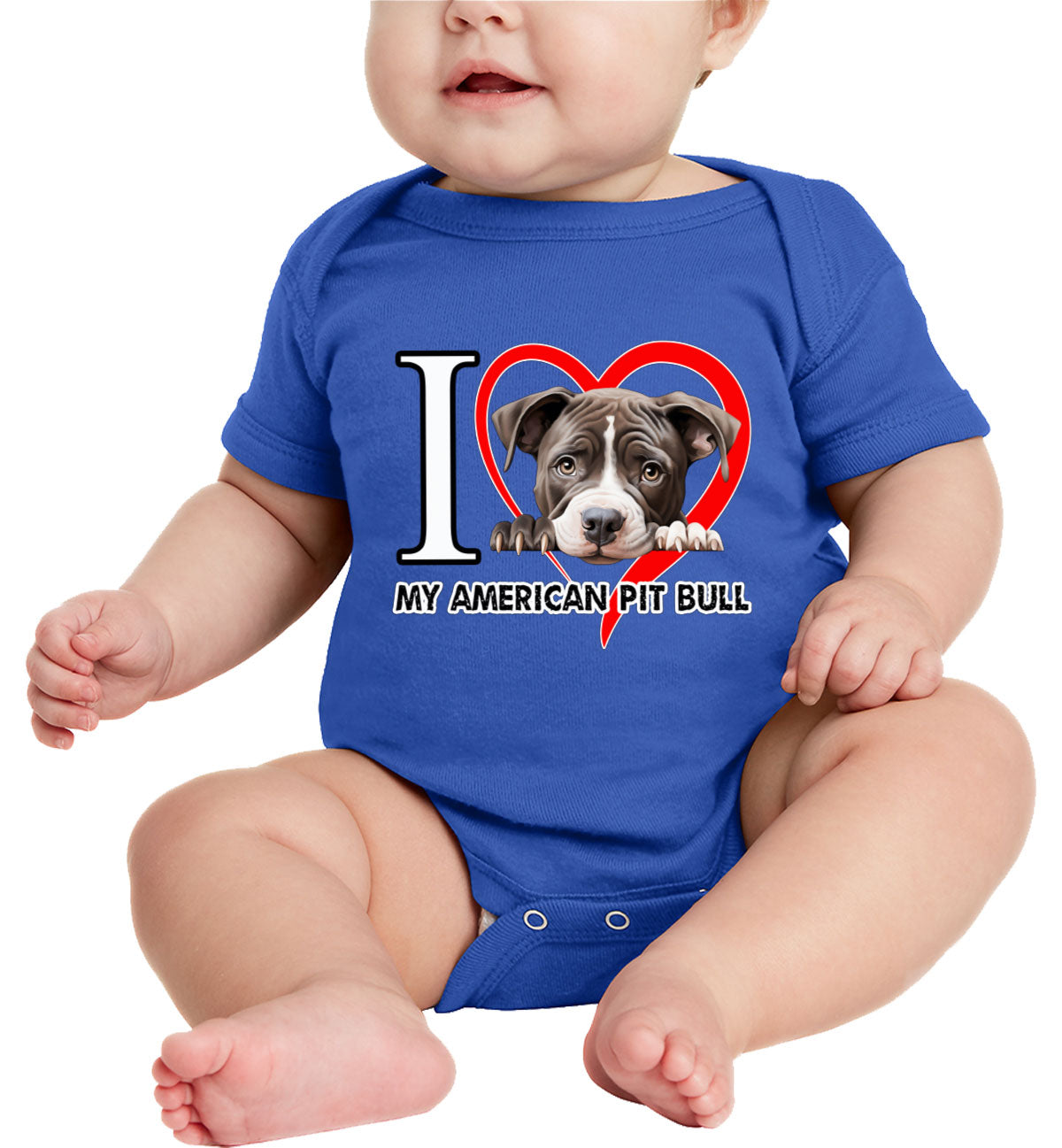 I Love My American Pitpull Dog Baby Onesie