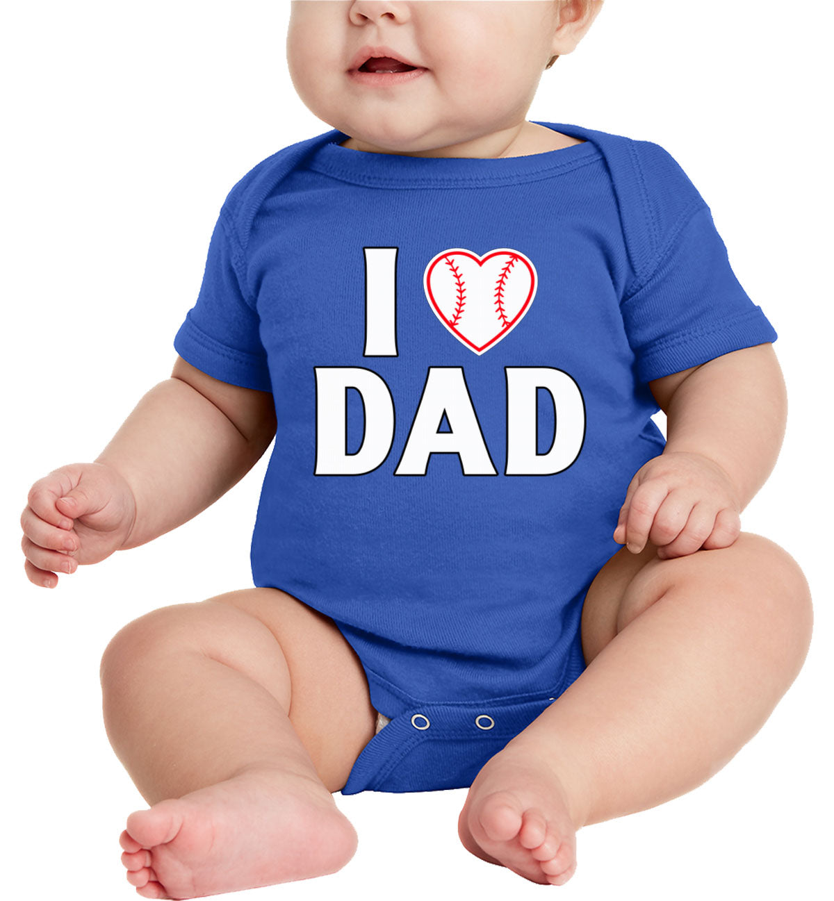 I Love Dad Baseball Heart Baby Onesie