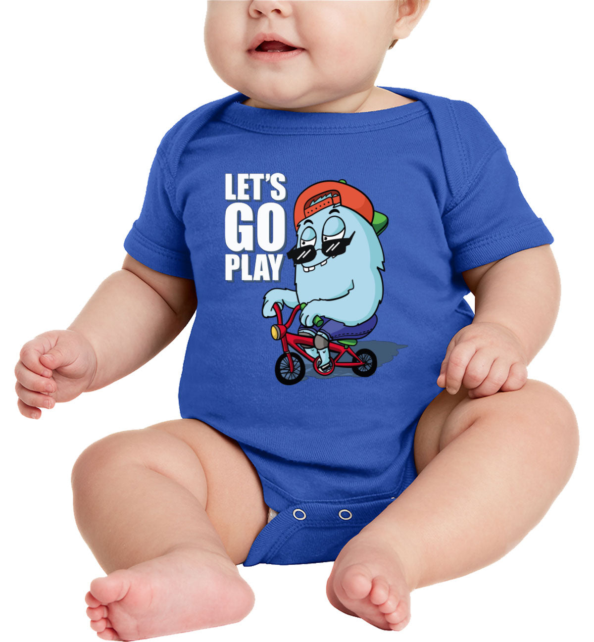 Let's Go Play Biker Monster Baby Onesie